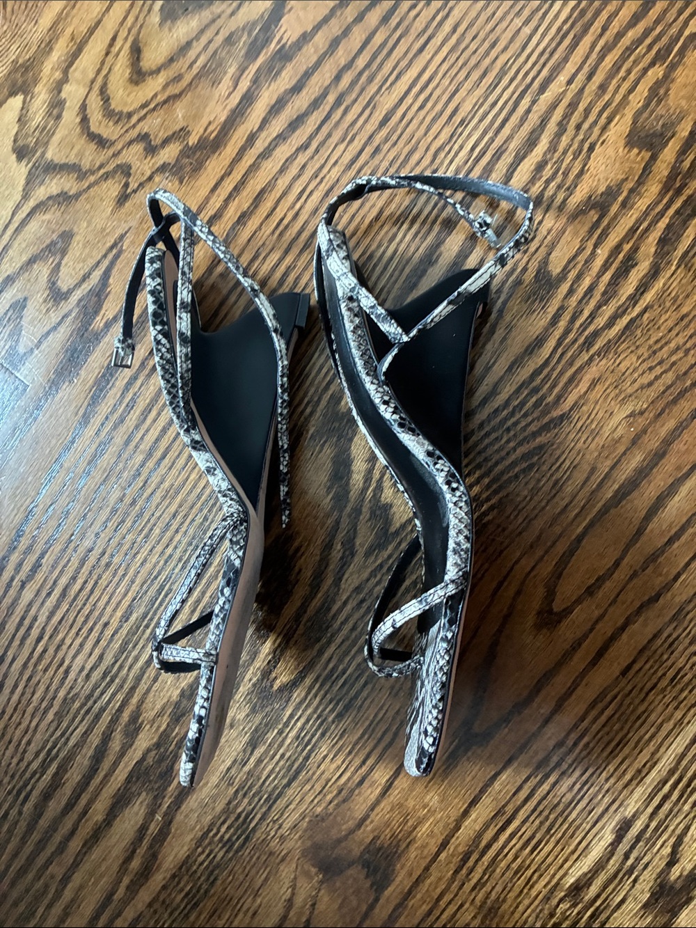 Reformation Black And White Snakeskin Wedge Sandals View 3